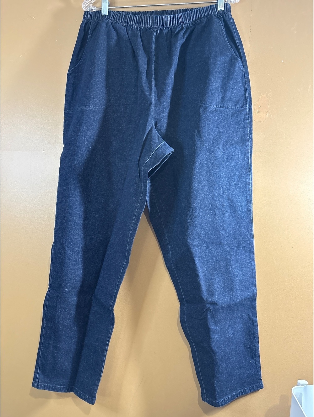 HC1269 d&co. Denim + Company Women's Elastic Waist Dark Blue Denim Pants Size 1X